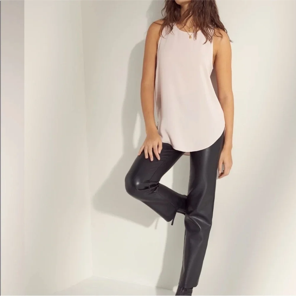 Aritzia Wilfred Sevres Sleeveless Blouse Tank Top Pink Rose Zip Back Size Large - Picture 5 of 12